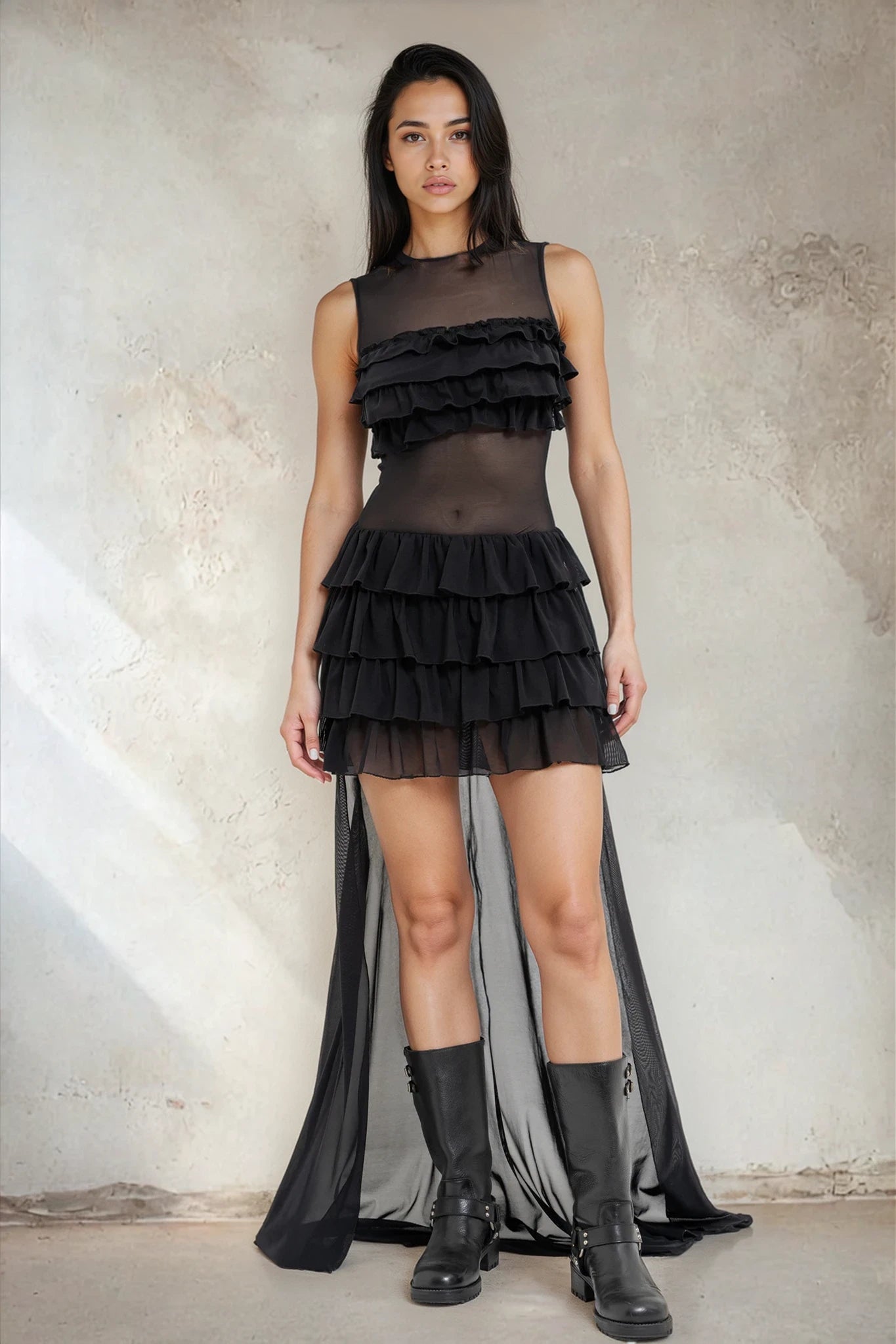 High-Low Ruffled Tulle Dress – 59319